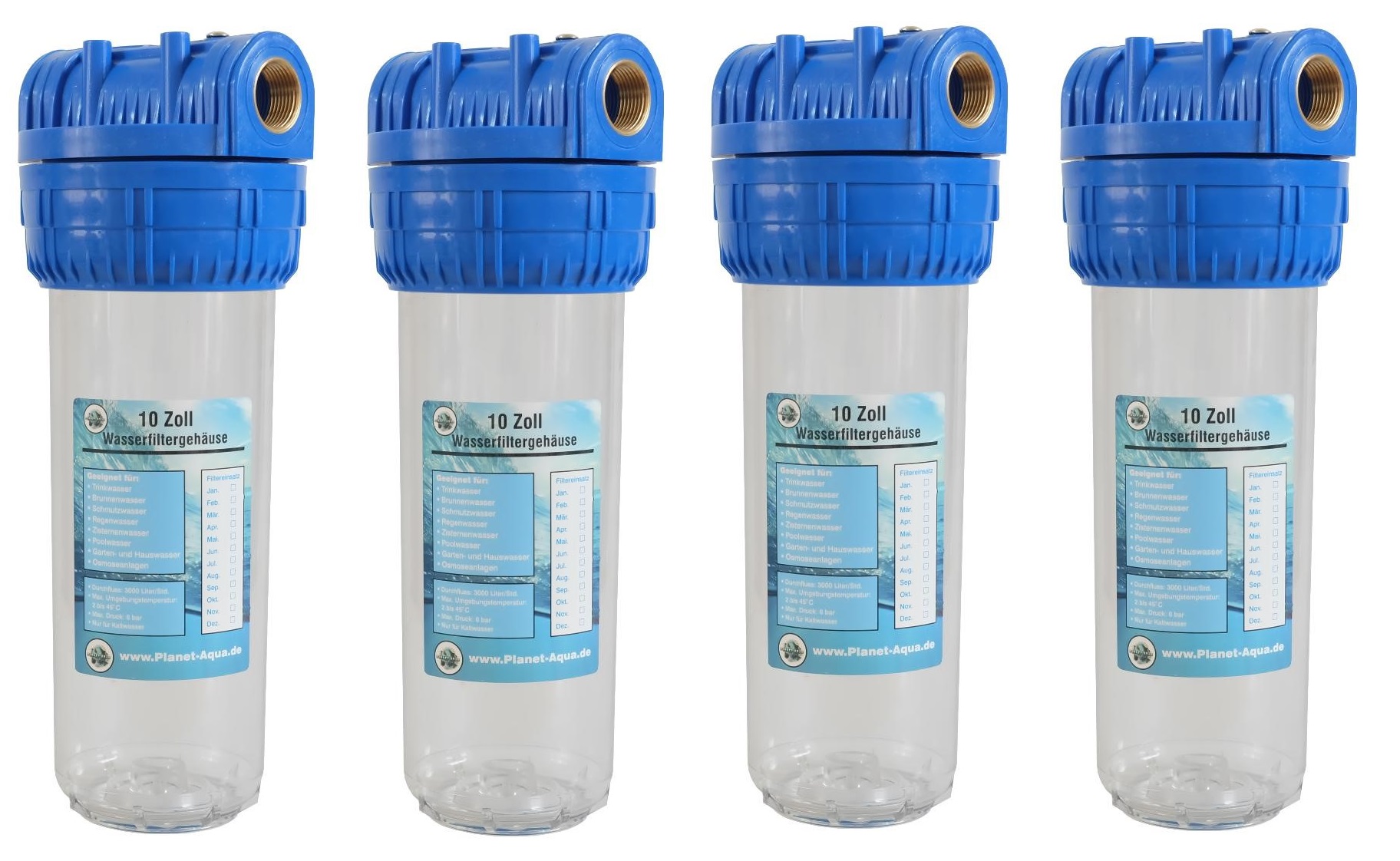 Wasserfiltergehäuse 10 Zoll 4 Stück Filtergehäuse 10 Zoll