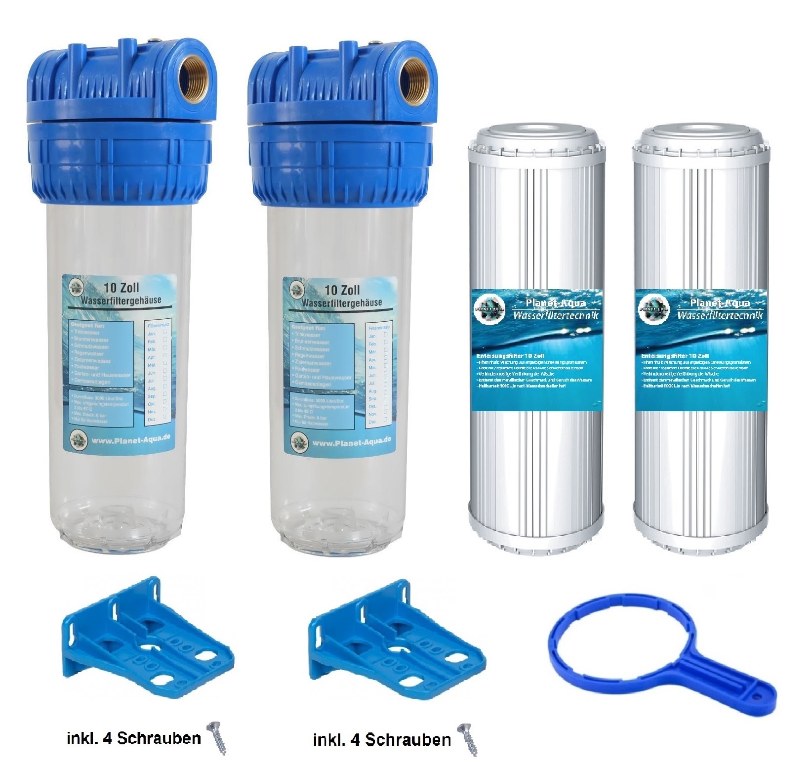 Wasserfiltergehäuse 10 Zoll mit Montagezubehör Kalkfilter-Eisenfilter