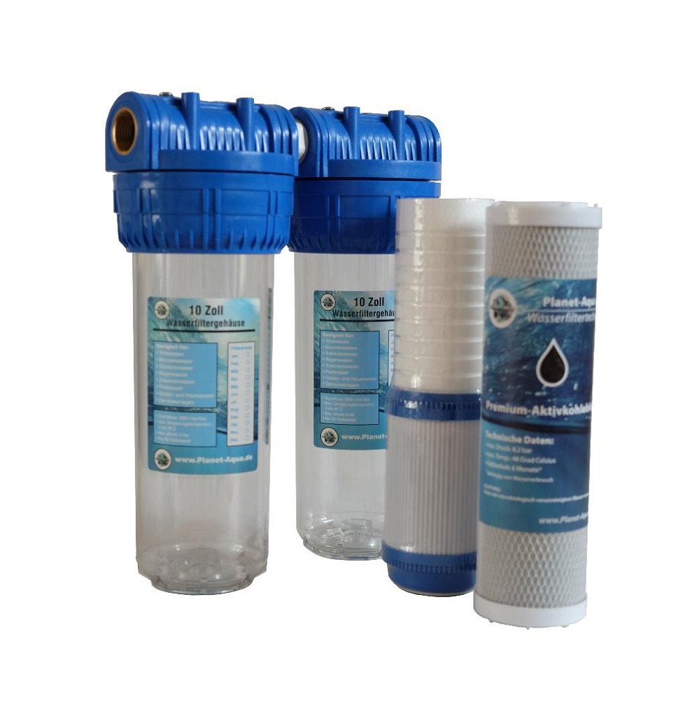 Wasserfilteranlage DUO Kombifilter Aktivkohle 10 Zoll