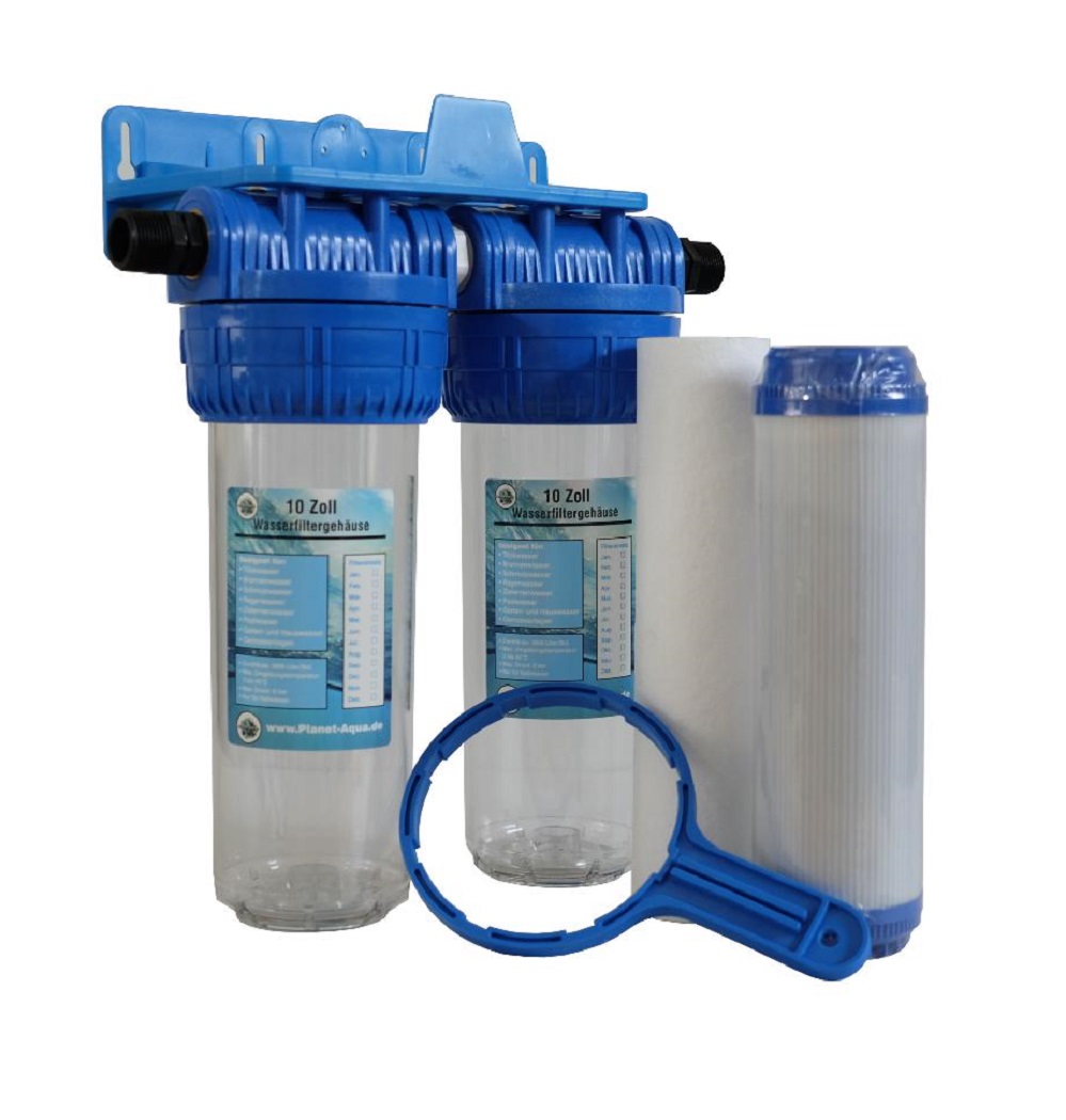 Wasserfiltergehäuse DUOXL mit Aktivkohlegranulat Filter