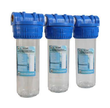 Filtergehäuse SET 10 Zoll 1" Aktivkohle Vor Filter Wasserfilter Brunnen Zisterne 