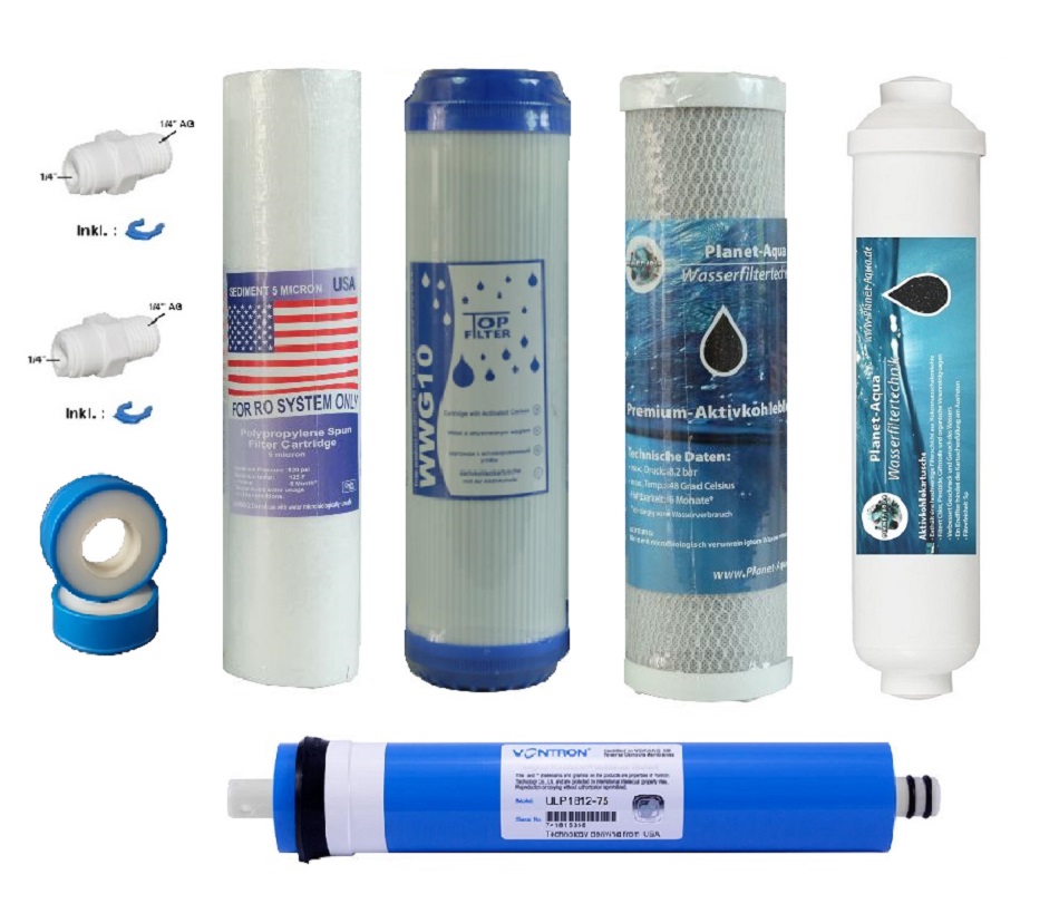 Umkehrosmose Ersatzfilter Set + Anschlusszubehör Ersatzfilter Set RO Umkehrosmose Anlage