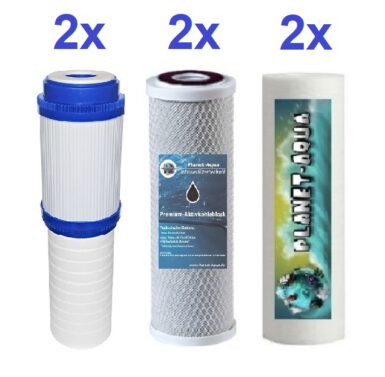 Ersatzfilter Vorfilter Wasserfilter Set 10 Zoll - 6-teilig 2x Schaumfilter 2x Kombifilter 2x Aktivkohleblock